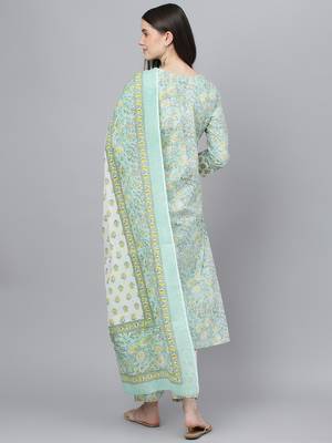 Green floral print cotton salwar 3
