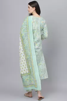 Green floral print cotton salwar