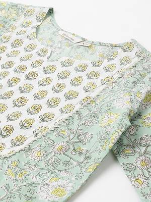 Green floral print cotton salwar 4