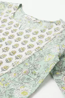 Green floral print cotton salwar