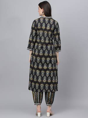 Black floral print cotton salwar 3