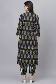Black floral print cotton salwar