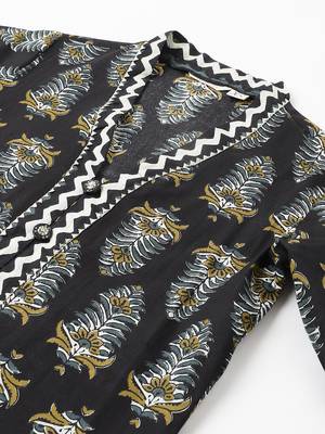 Black floral print cotton salwar 4