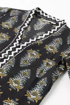 Black floral print cotton salwar