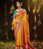 Orange woven georgette saree with blouse