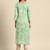 Mohvouge Sea Green Printed and Embroidery Work Poly Cotton Kurta.