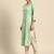 Mohvouge Sea Green Printed and Embroidery Work Poly Cotton Kurta.