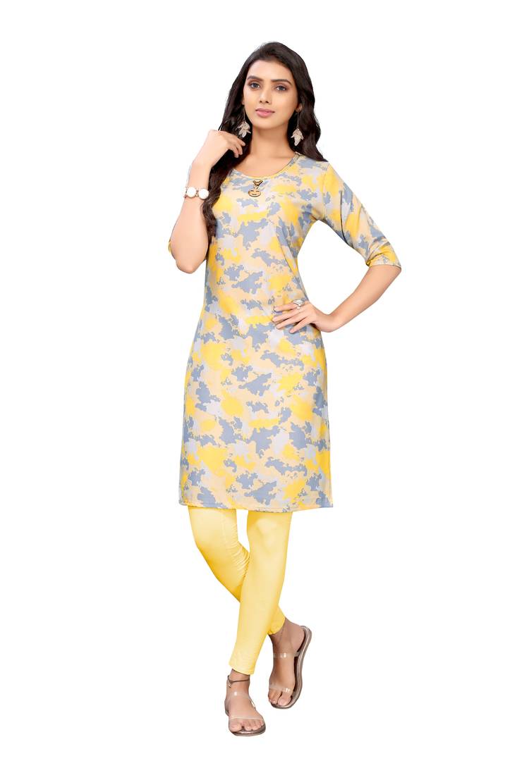 Mohvogue Light Mustrad Color Crepe Abstract Print Kurti.