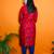 Mohvogue Red Abstract printed Crepe Designer Short kurtis.