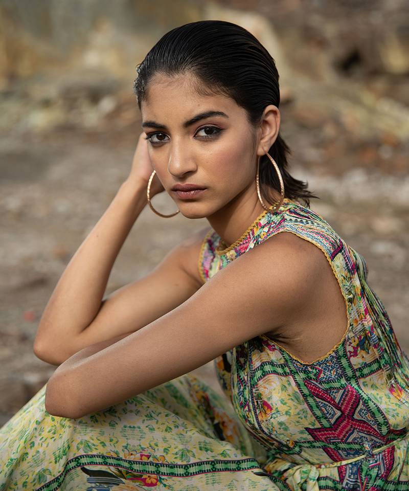 Mint Bloom Maxi Dress With Side Slits