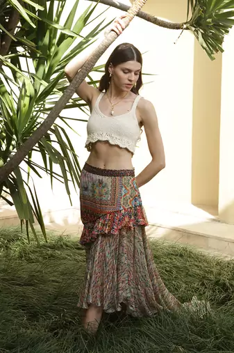 Multicolor printed viscose skirts