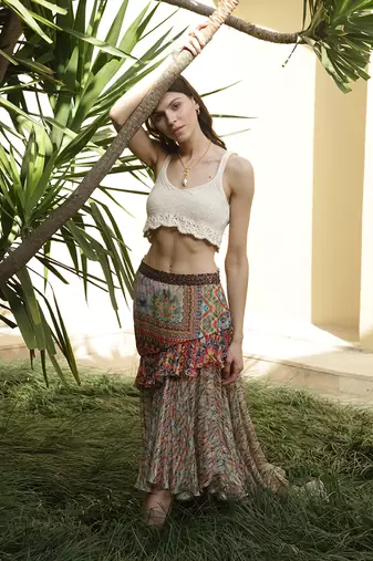Multicolor printed viscose skirts