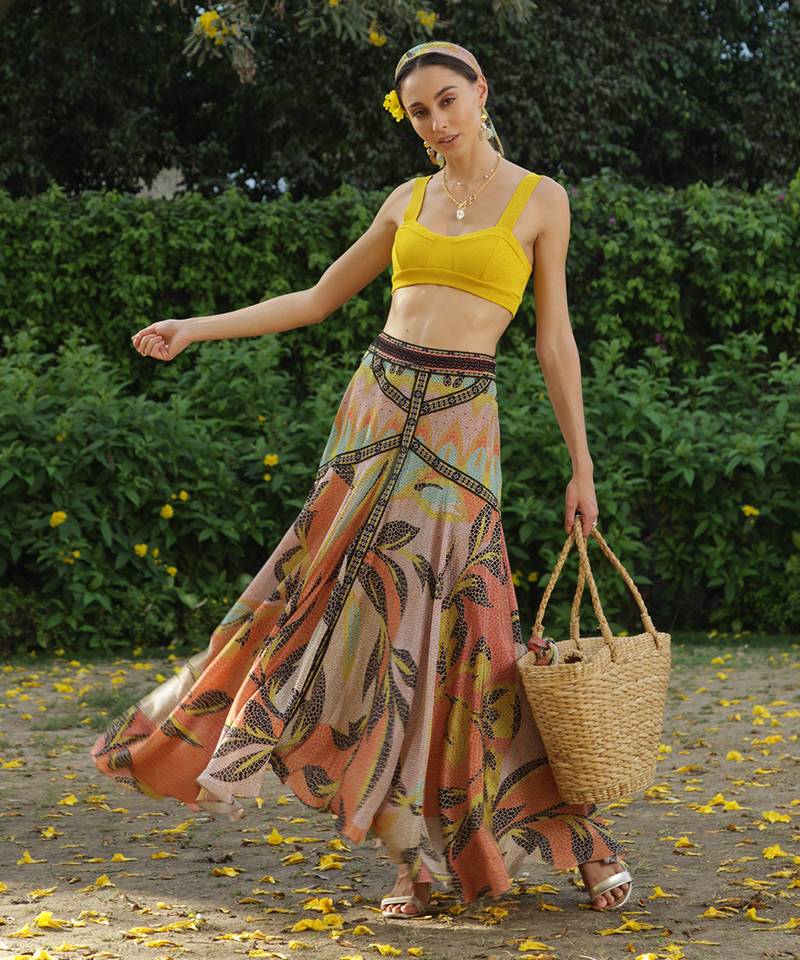 Multicolor printed viscose skirts