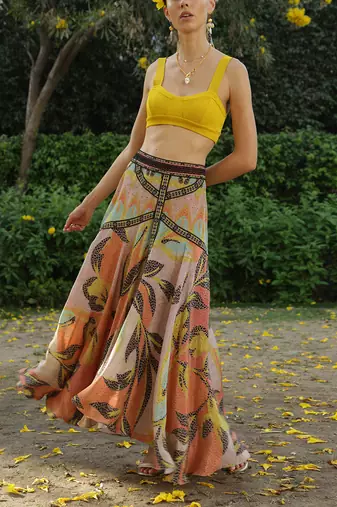 Multicolor printed viscose skirts