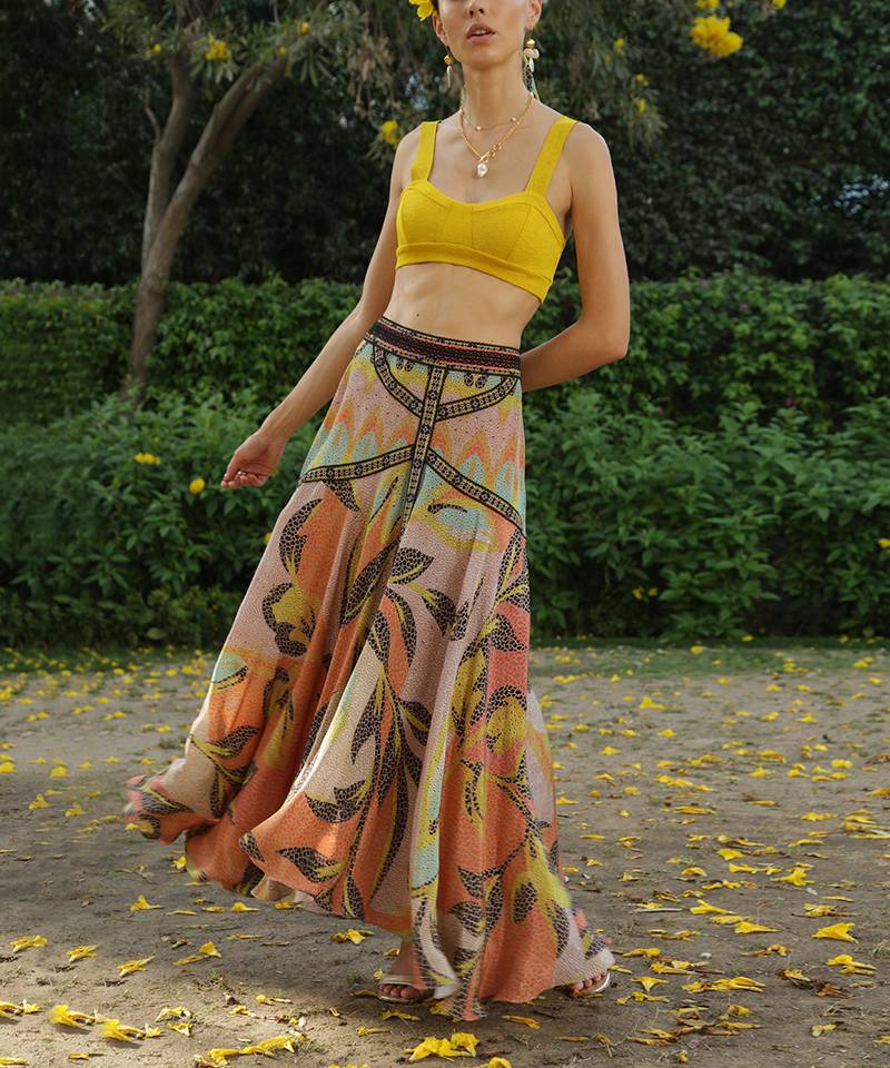 Multicolor printed viscose skirts