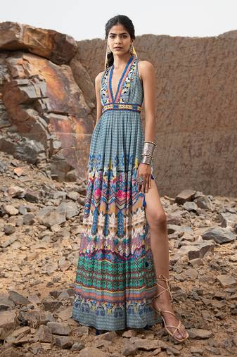 Tile Florid Maxi Dress