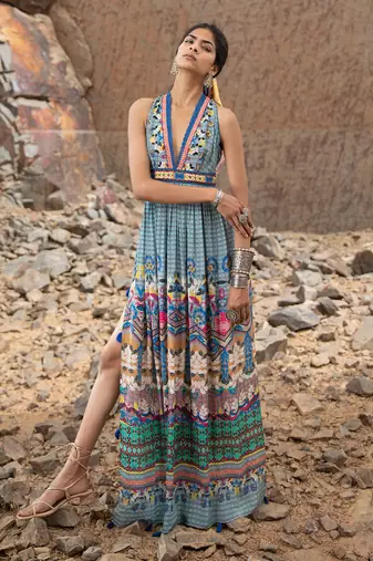 Tile Florid Maxi Dress