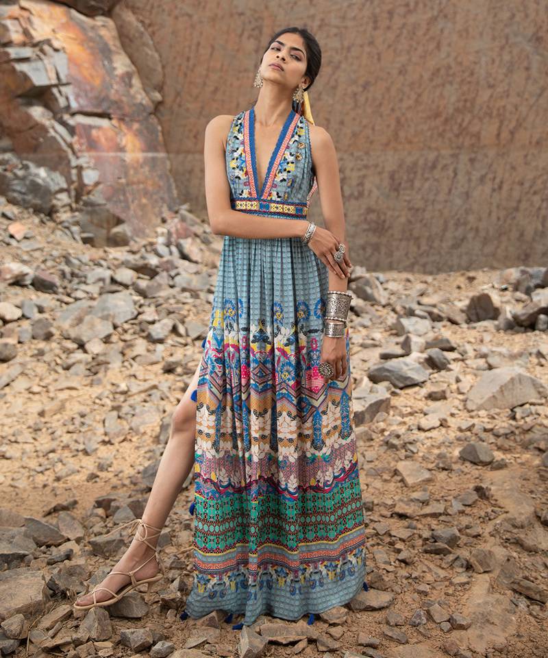 Tile Florid Maxi Dress
