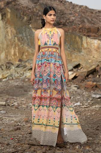 Paisley Art Halter Maxi Dress