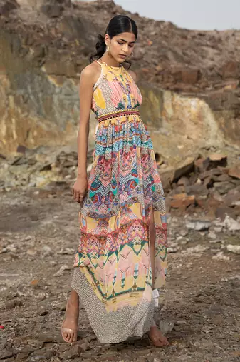 Paisley Art Halter Maxi Dress