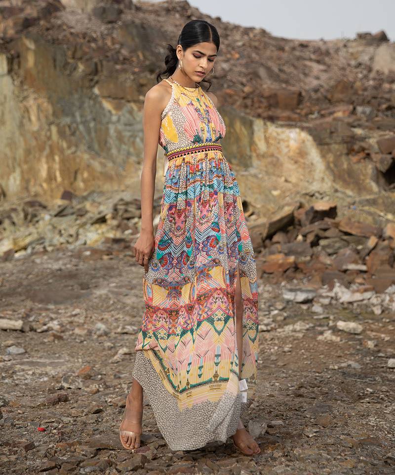 Paisley Art Halter Maxi Dress