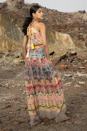 Paisley Art Halter Maxi Dress