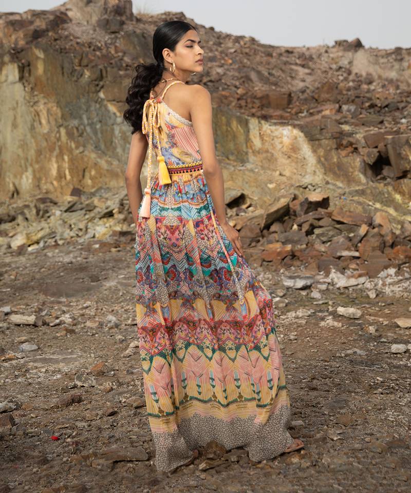 Paisley Art Halter Maxi Dress