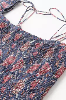 Blue printed cotton long-dresses