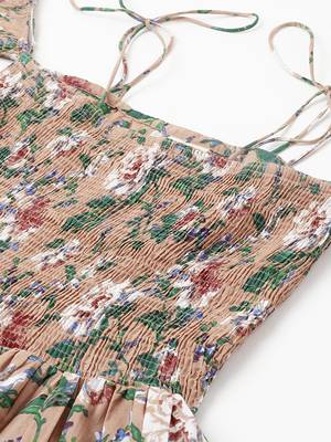 Peach printed cotton long-dresses 2