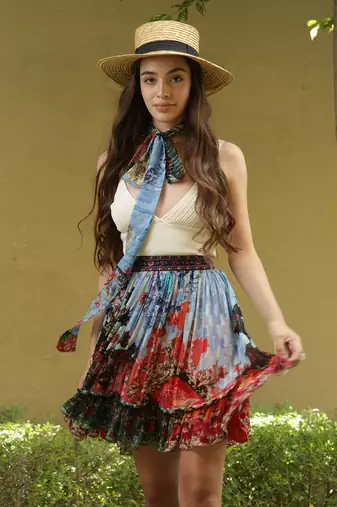 Multicolor printed viscose skirts