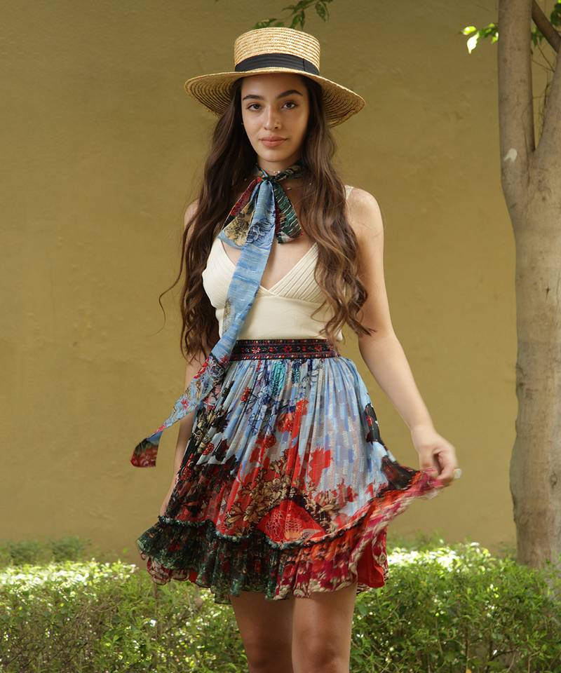 Multicolor printed viscose skirts