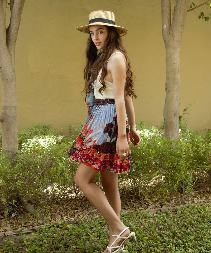 Multicolor printed viscose skirts