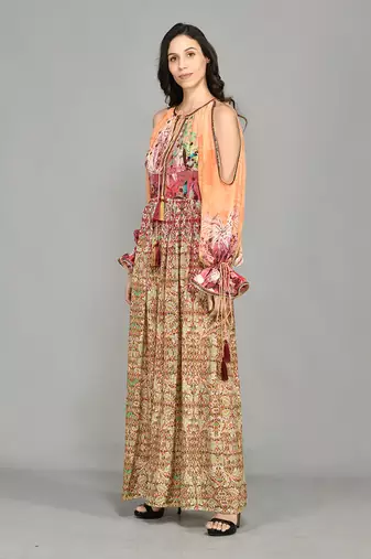 Mural Cold Shoulder Maxi