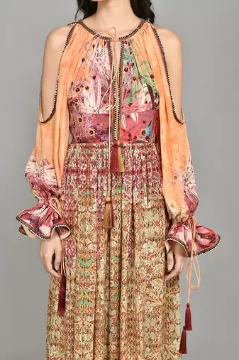 Mural Cold Shoulder Maxi