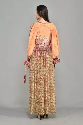 Mural Cold Shoulder Maxi