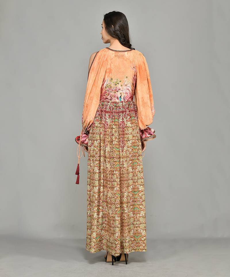 Mural Cold Shoulder Maxi