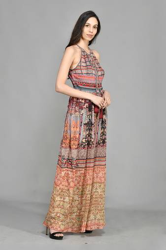 Nordic Halter Maxi Dress