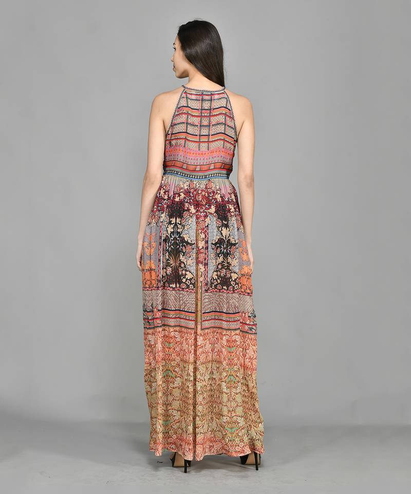 Nordic Halter Maxi Dress