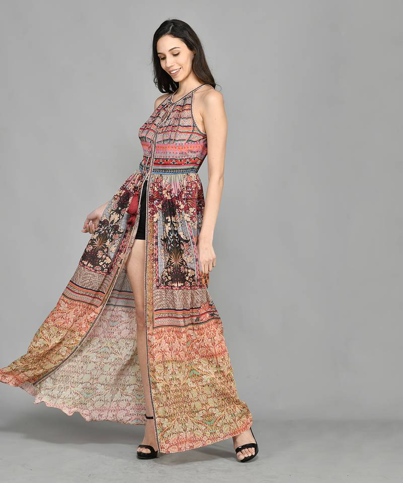 Nordic Halter Maxi Dress