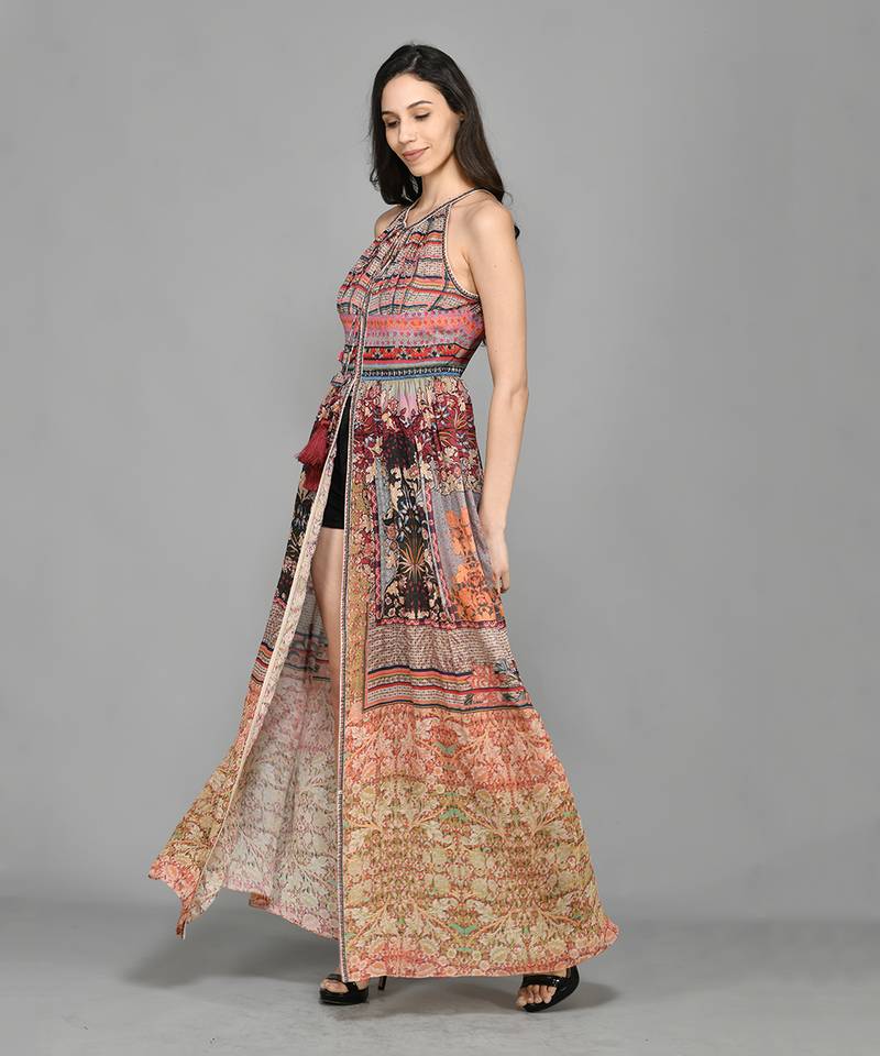 Nordic Halter Maxi Dress