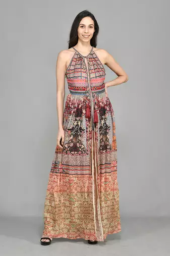 Nordic Halter Maxi Dress