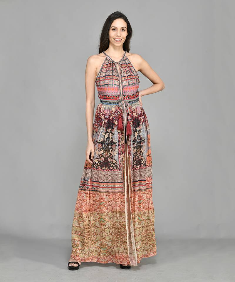 Nordic Halter Maxi Dress