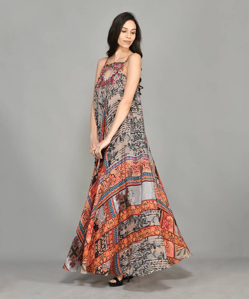 Nordic Halter Maxi Dress