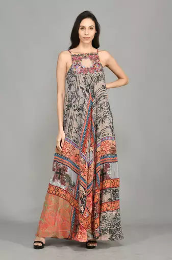Nordic Halter Maxi Dress