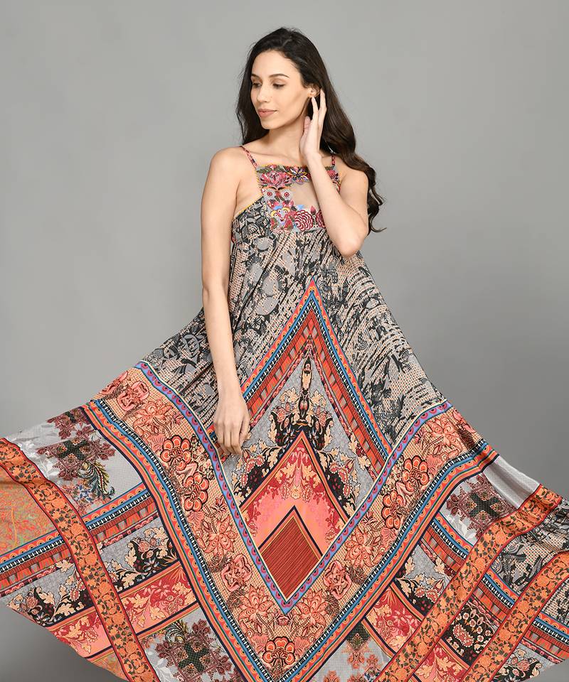 Nordic Halter Maxi Dress