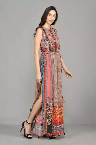 Nordic Pin Tucked Maxi Dress