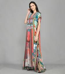 Abstract Colour Block Pin Tucked Kaftan
