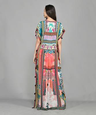 Abstract Colour Block Pin Tucked Kaftan 4
