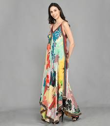 Abstract Colour Block Handkerchief Maxi Dress