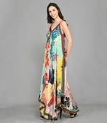 Abstract Colour Block Handkerchief Maxi Dress